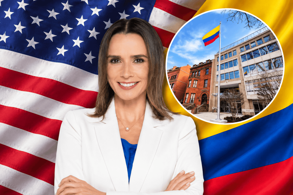 Texto ALT: María Consuelo Araújo durante la presentación de sus credenciales como embajadora de Colombia ante Donald Trump