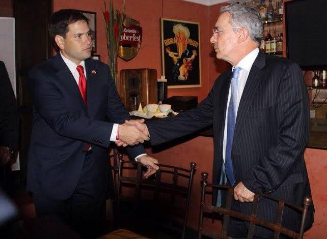 Álvaro Uribe respaldó visita de Marco Rubio a Colombia