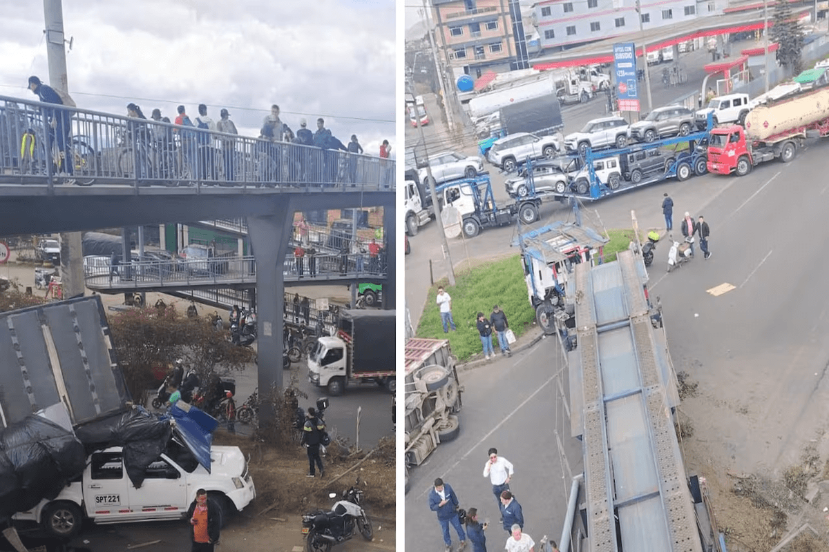 5 claves del grave accidente en la vía Bogotá-Mosquera: dos camiones volcados y cierre en la calle 13