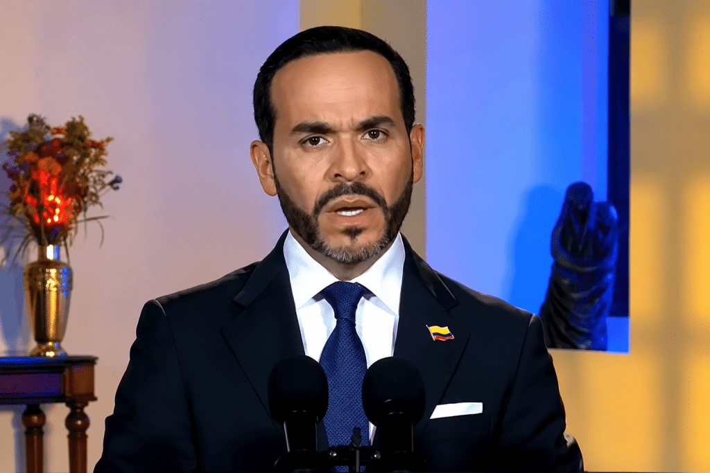 Abelardo De la Espriella durante su alocución sobre el paro nacional del 14 de octubre en Colombia.